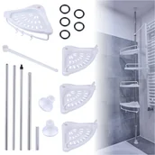 Półki łazienkowe - Półka łazienkowa narożna teleskopowa pod prysznic regulowana haczyki wieszaki - miniaturka - grafika 1