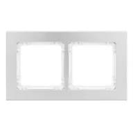 Klawisze i ramki - Karlik Ramka podwójna Deco metal - aluminium szczotkowane, biały - miniaturka - grafika 1