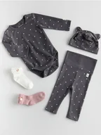 Komplety dla niemowląt - Reserved - Wzorzysty komplet - ciemnoszary - miniaturka - grafika 1