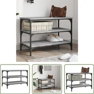 Szafki na buty - The Living Store Ławka na buty szara Sonoma 70x38,5x49 cm Materiał drewnopochodny - miniaturka - grafika 1