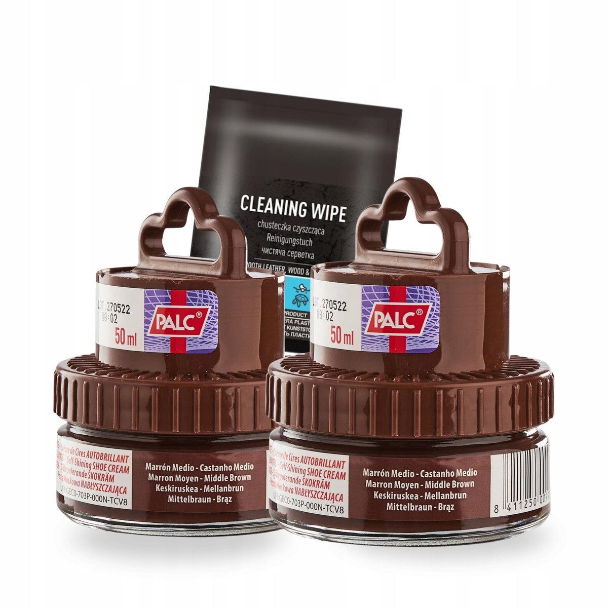 Pasta w Kremie do Butów x2 Średni Brąz z Chusteczką Palc Zestaw 3w1
