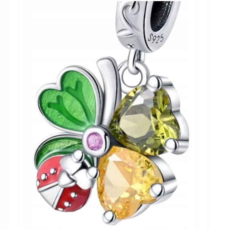 Trusky Charms Zawieszka Charms Koniczynka z Biedronką Charmsy Trusky