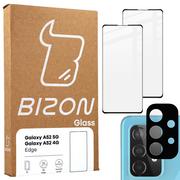 Szkła hartowane na telefon - Bizon Szkło hartowane Bizon Glass Edge - 2 sztuki + ochrona na obiektyw, Galaxy A52 / 5G, czarne 5903896180571 - miniaturka - grafika 1