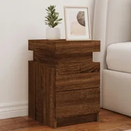 Szafki nocne - Szafki nocne z Led, 2 szt., brązowy dąb, 35x39x55 cm Lumarko! - miniaturka - grafika 1