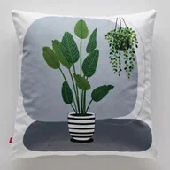 Poszewki na poduszki - Poszewka dekoracyjna poduszkę 45x45 ROŚLINY biała - miniaturka - grafika 1