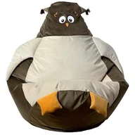 Fotele i pufy dla dzieci - Pufa worek GO GIFT Sowa Brązowo-beżowy 130 x 90 cm - miniaturka - grafika 1