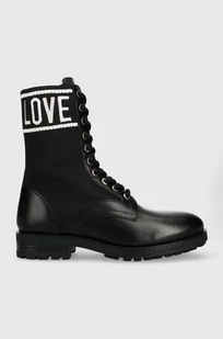 Love Moschino workery damskie kolor czarny na płaskim obcasie - Botki damskie - miniaturka - grafika 1
