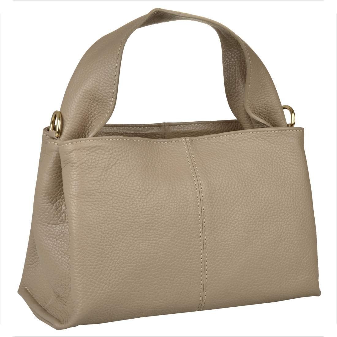 Modna skórzana torebka listonoszka beżowa włoska