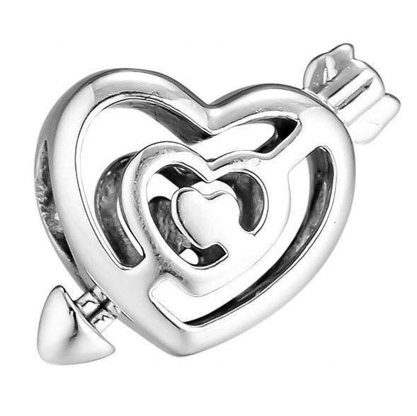 Charms Srebrny Serce Miłość Love Strzała Amora Kocham Cię SREBRO 925