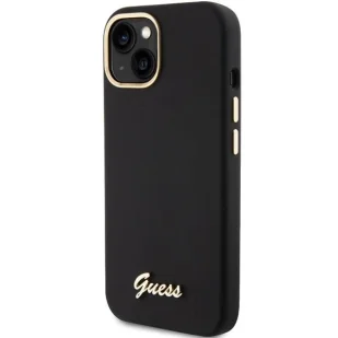 Etui Guess Silicone Script Metal Logo & Frame na iPhone 15 - czarne - Etui i futerały do telefonów - miniaturka - grafika 2