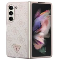 Etui i futerały do telefonów - Etui Guess Leather 4G Triangle Strass na Samsung Galaxy Z Fold 5 - różowe - miniaturka - grafika 1
