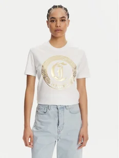 Just Cavalli T-Shirt 78PAHT01 Biały Regular Fit - Koszulki i topy damskie - miniaturka - grafika 1
