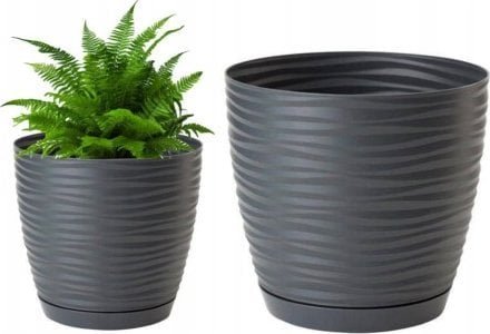 Form-Plastic Doniczka z podstawką antracytowa 26,5x24,5cm plastikowa