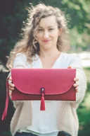 Torebki damskie - Wieczorowa torebka kopertówka bordowa burgund - miniaturka - grafika 1