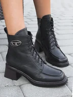 Botki damskie - Botki damskie Maciejka skórzane czarne-39 - miniaturka - grafika 1