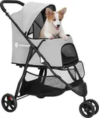 Transportery dla kotów - Springos Wózek transportowy dla zwierząt do 15 kg transporter dla psa, kota czarno - szary UNIWERSALNY - miniaturka - grafika 1