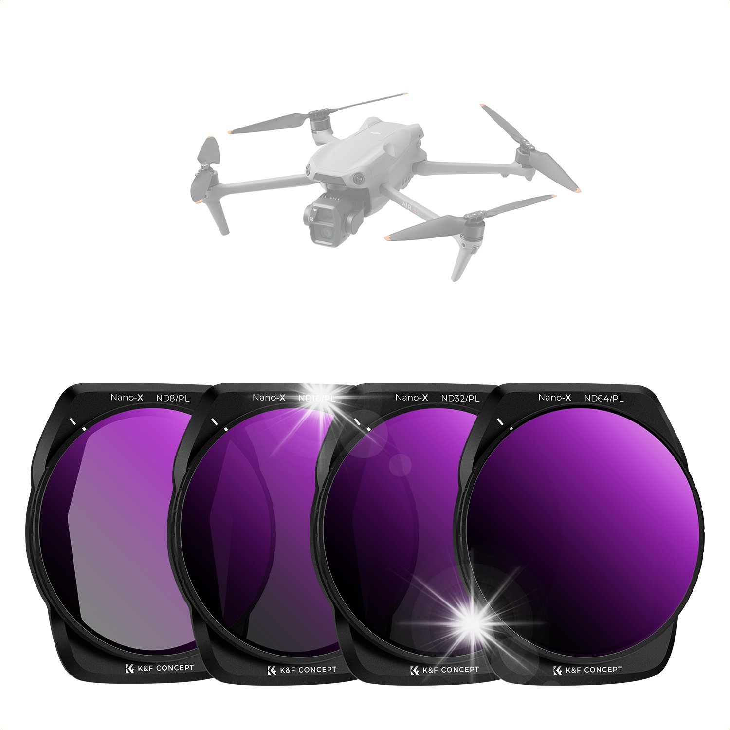 Zestaw Filtrów Szary Polaryzacyjny ND PL 4w1 ND8 ND16 ND32 ND64 DJI AIR 3S