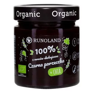 RUNOLAND (grzyby, zupy, przetwory) SŁODKA PRZEKĄSKA CZARNA PORZECZKA Z NASIONAMI CHIA B/C BIO 328 g - RUNOLAND BP-5901641005803 - Konfitury, marmolady, powidła - miniaturka - grafika 1
