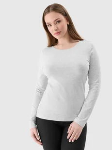 Bluzka z długim rękawem slim gładka damska 4F 4FWSS24TLONF218 27S Szary - Bluzki damskie - miniaturka - grafika 1