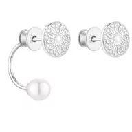 Kolczyki - Srebrne asymetryczne kolczyki medaliony z perłami SWAROVSKI® CRYSTAL - miniaturka - grafika 1