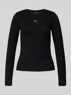 Bluzki damskie - Bluzka z długim rękawem z wyhaftowanym logo - miniaturka - grafika 1