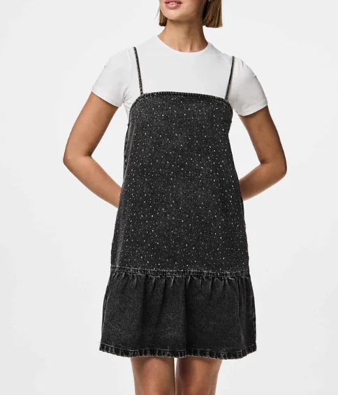 Sukienka damska PIECES oversize jeansowa krótka 100% bawełna rozmiar S