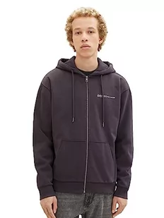 TOM TAILOR Denim Męska bluza z kapturem Basic z nadrukiem logo, 29476-Coal Grey, XXL - Bluzy męskie - miniaturka - grafika 1