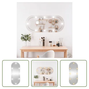 The Living Store Lustro ścienne z oświetleniem LED 25x60 cm szklane owalne - Lustra - miniaturka - grafika 1