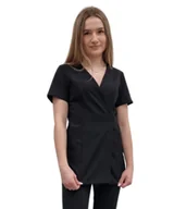 Marynarki i żakiety damskie - Żakiet kopertowy, tunika czarna basic premium roz. XL - miniaturka - grafika 1