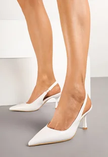 Białe Sandały na Szpilce z Odkrytą Piętą Delariael - Sandały damskie - miniaturka - grafika 1