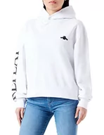 Bluzy damskie - Replay Damska bluza z kapturem, 001 White, L - miniaturka - grafika 1