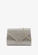 Torebki damskie - Złota Kopertówka Torebka Jednokomorowa z Metalowym Łańcuszkiem Zdobiona Cyrkoniami Tiamasia - miniaturka - grafika 1