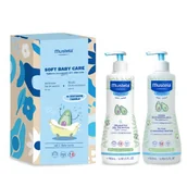 Kosmetyki kąpielowe dla dzieci - MUSTELA Zestaw Soft Baby Care: Delikatny żel do mycia, 500ml + Woda oczyszczająca, 500ml >> 0zł za wysyłkę przy zakupach od 149 zł << - miniaturka - grafika 1