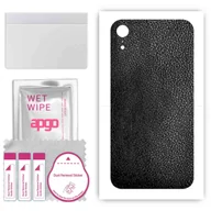 Szkła hartowane na telefon - Folia naklejka skórka strukturalna na TYŁ do Apple iPhone XR -  Skóra Czarna - apgo SKINS - miniaturka - grafika 1