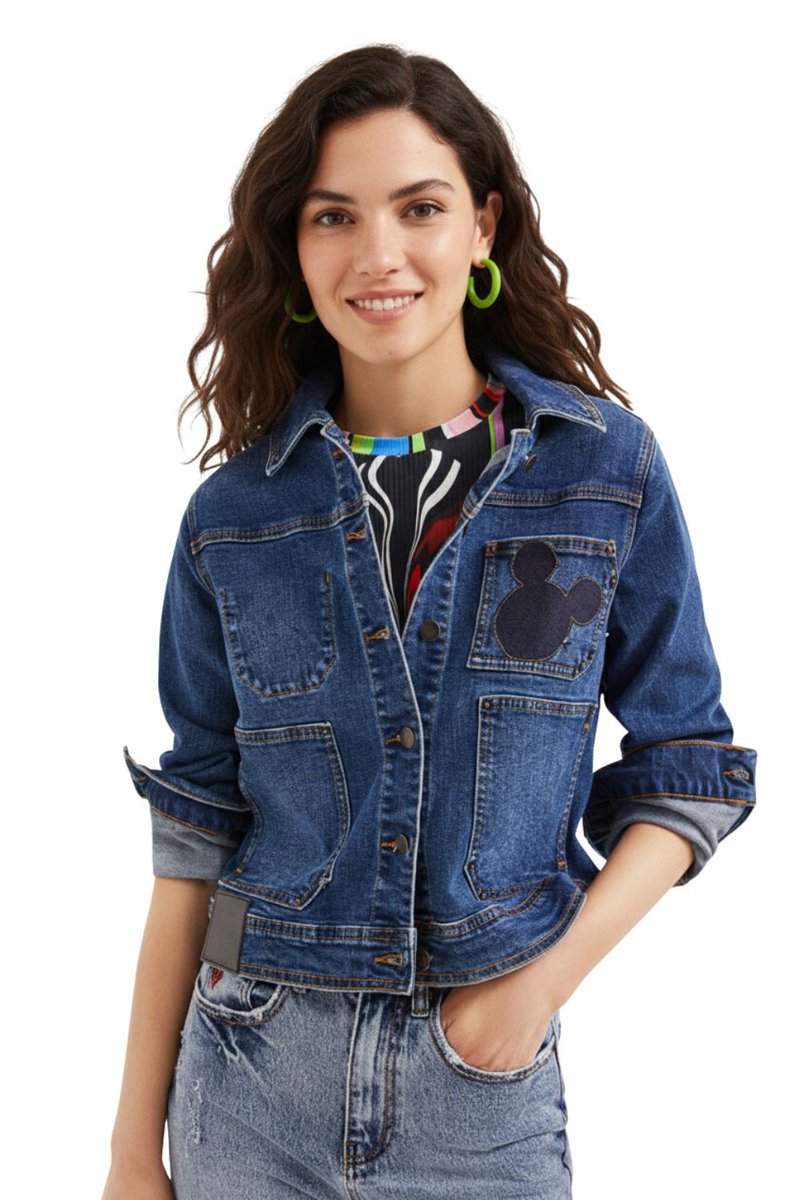 Kurtka damska Desigual My Mickey jeansowa z Myszka Miki -XS