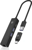 Huby USB - HUB USB Icy Box Hub IB-HUB1439-LAN 4w1 HUB, 1x USB-C, 2xUSB-A, 1x LAN - miniaturka - grafika 1