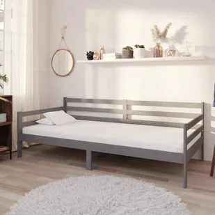 Łóżko dzienne z materacem 90x200 cm szare lite drewno sosnowe - Łóżka - miniaturka - grafika 1
