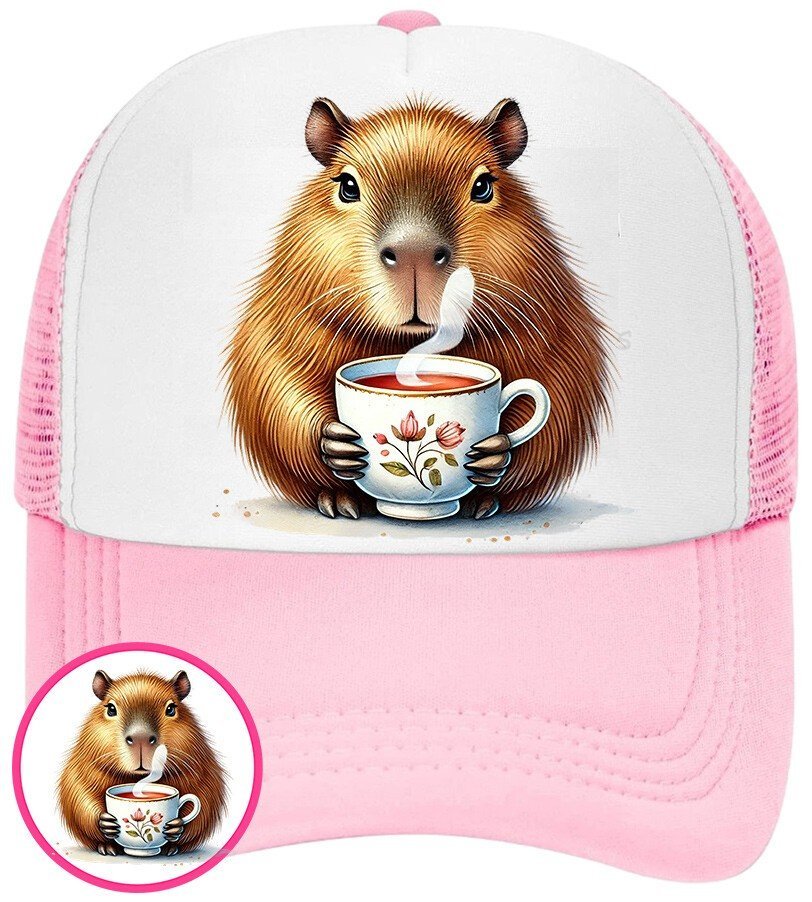 Czapka Z Daszkiem Kapibara Różowa Dla Dzieci Bejsbolówka Siatka Prezent