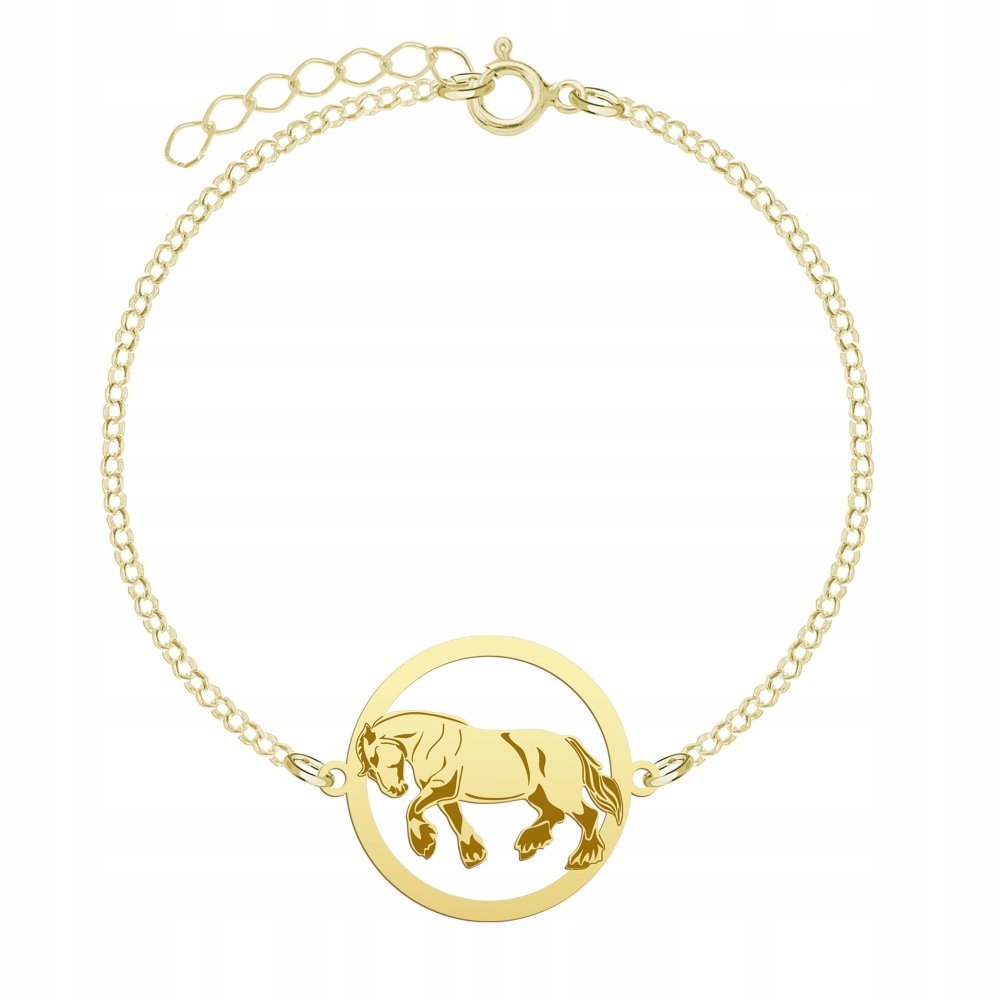 Bransoletka Złota z Koń Belgijski 925 Łańcuszek Biżuteria Kobieta GRAWER