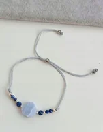 Bransoletki - LUKSUSOWA SZARA BRANSOLETKA REGULOWANA CHALCEDON LAPIS LAZULI STOPER STAL - miniaturka - grafika 1