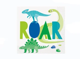 Serwetki urodzinowe Dinozaury - 33 cm - 16 szt. - Dekoracje i nakrycia stołu na imprezę - miniaturka - grafika 1