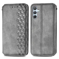 Portfele - Dla Samsung Galaxy A56 5G Etui Rhombus Imprint Portfel Stojak Pokrowiec na telefon ze skóry PU - szary Wielobarwny Grey - miniaturka - grafika 1