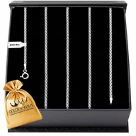 Naszyjniki męskie - Elegancki Srebrny Łańcuszek Naszyjnik Męski Splot Bismark 70cm/2mm Gratisy - miniaturka - grafika 1