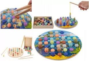 Drewniane Gra Łowienie Rybek Na Magnes Montessori - Łamigłówki - miniaturka - grafika 1