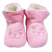 Buty dla dziewczynek - Buty Niechodki Ocieplane Buciki Niemowlęce Bambosze 18-24 M Różowe - miniaturka - grafika 1