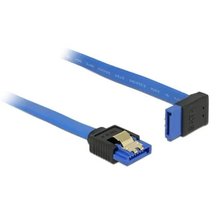Delock Kabel SATA III 6Gb/s 30cm kątowy góra/prosto metalowe zatrzaski niebieski 84996 - Kable komputerowe i do monitorów - miniaturka - grafika 1