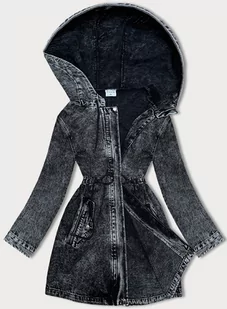 LUŹNA JEANSOWA DAMSKA KURTKA DENIM CZARNA (POP7065-K) - P.O.P. SEVEN - Kurtki damskie - miniaturka - grafika 1