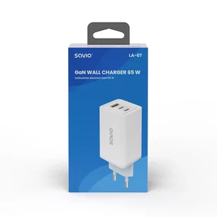SAVIO ŁADOWARKA SIECIOWA GAN 65W BIAŁA LA-07 - Ładowarki do telefonów - miniaturka - grafika 2