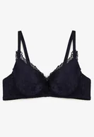 Biustonosze - Granatowy Usztywniany Biustonosz Full Cup z Koronką Brolle - miniaturka - grafika 1