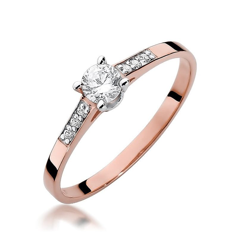 Złoty pierścionek Diament 0,15ct różowe złoto pr. 585